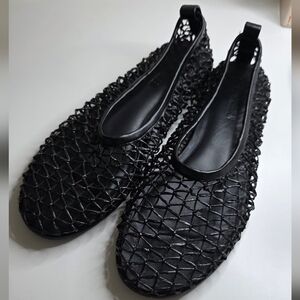 Steve Madden Ambrosia Black Mesh Caged Ballet Flats